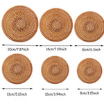 coasters tressés naturels traditionnels bois 8x8cm 10x10cm 13x13cm 16x16cm 18x18cm 20x20cm 6pcs