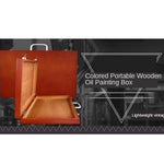 boîte peinture bois marron vintage poignée cuir organisation artiste portable almacenamiento pinturas