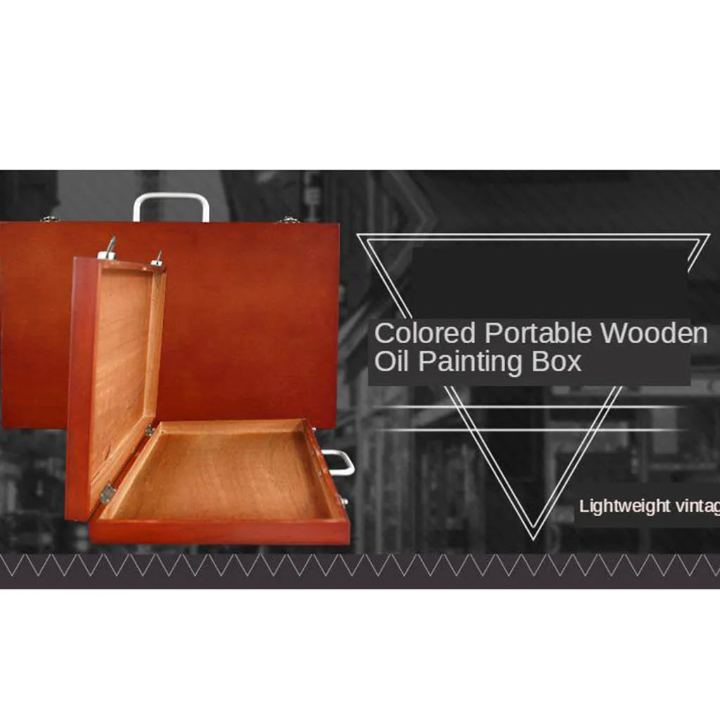 boîte peinture bois marron vintage poignée cuir organisation artiste portable almacenamiento pinturas