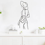 décoration murale adhésive sticker féminin silhouette chapeau noir blanc minimaliste moderne