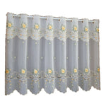 rideau blanc brodé fleurs or transparent classique fenêtre H30 W150 H90 W150 H75 W150