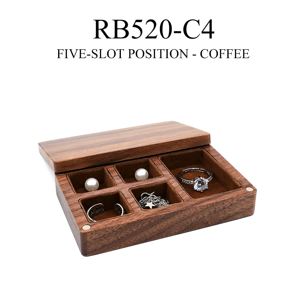 boîte bijoux bois compartiment verre bague collier boucle d'oreille cadeau