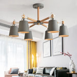 lampe suspendue moderne vert gris conique bois led encastrée