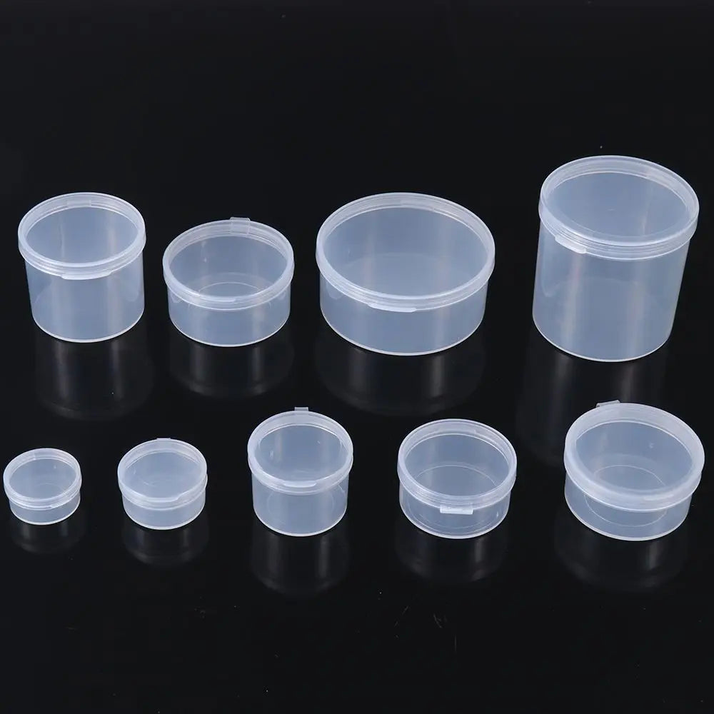 boîtes rondes plastique transparentes boîte rangement bijoux petites pièces matériel simple