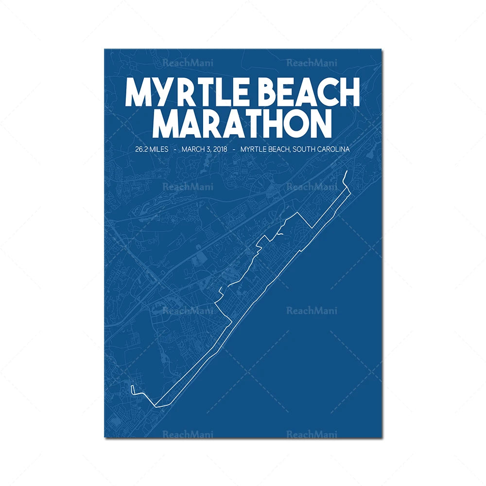 L'image montre l'affiche d'un marathon de 26,2 miles qui aura lieu le 3 mars 2018 à Myrtle Beach, en Caroline du Sud.