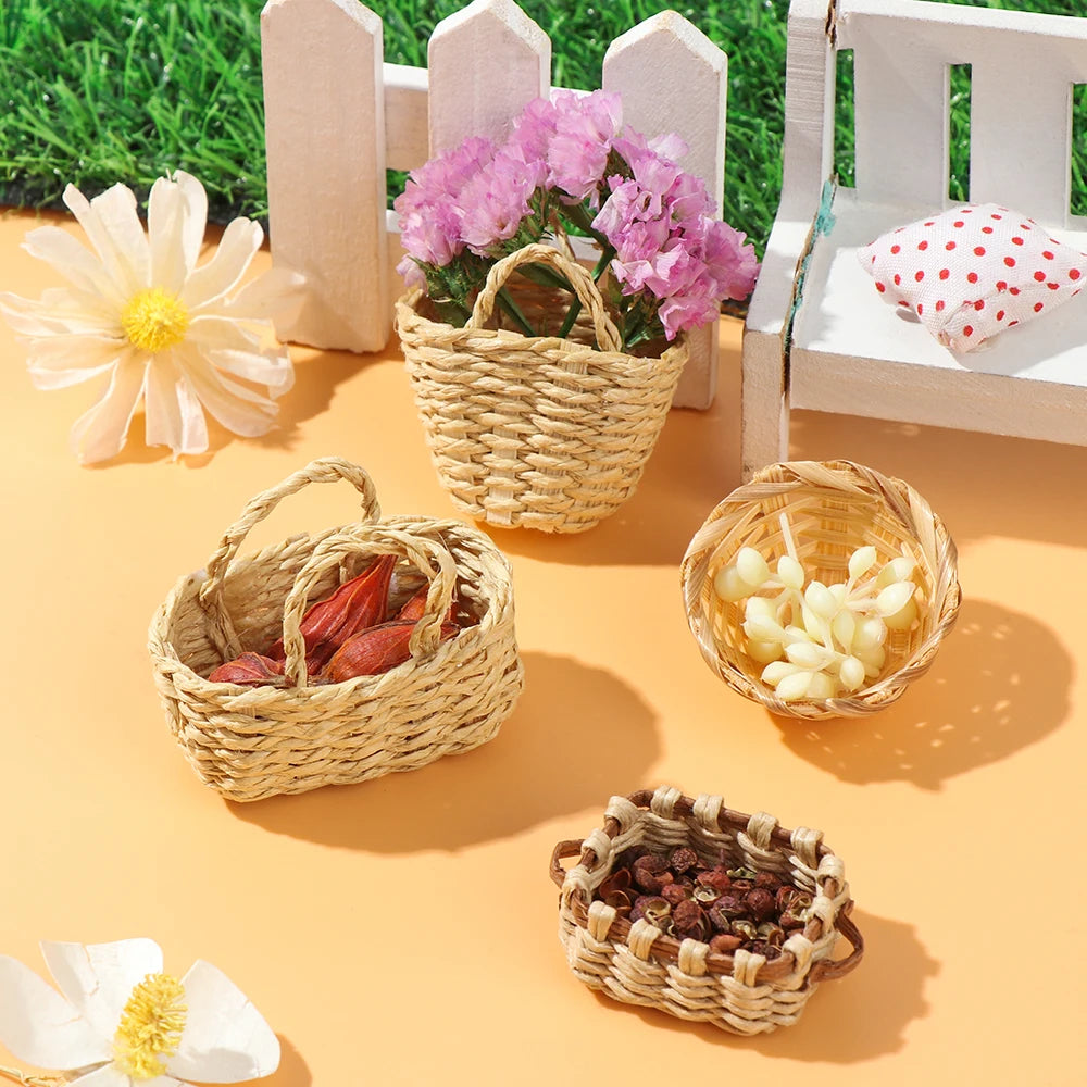 paniers osier rustique beige clair tissage traditionnel poignées osier décoration maison poupées éléments rangement