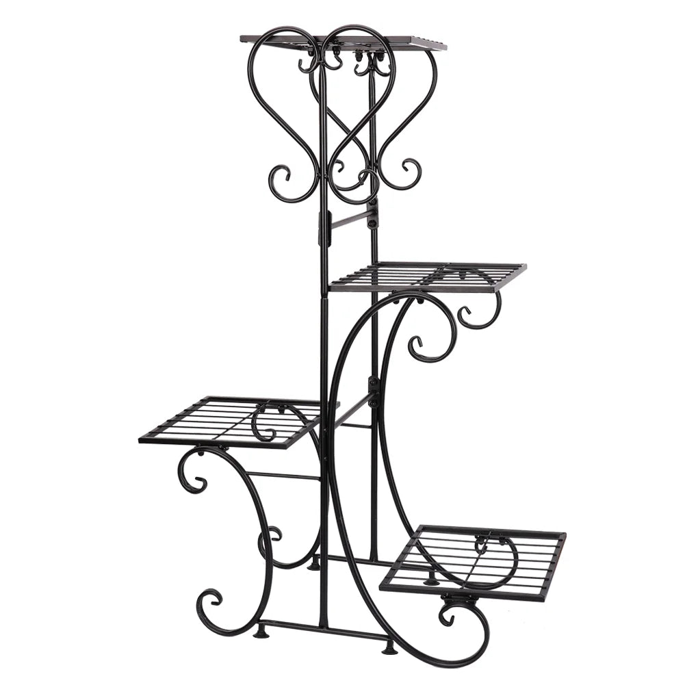 étagère métal plantes niveaux floral classique noire intérieure assemblage pots