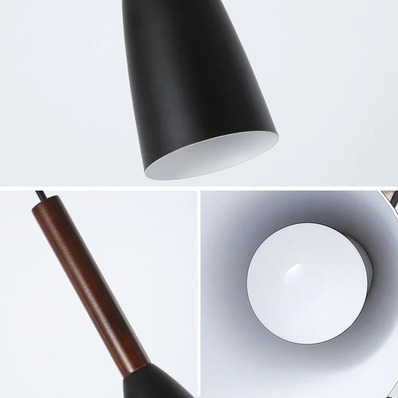 suspension lumineuse conique moderne gris blanc noir câble suspendu flux luminescent élevé minimaliste intérieur