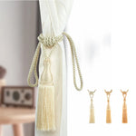 accessoires rideau attaches pompons franges tressage corde beige doré blanc cassé bohème classique