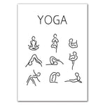 affiche yoga blanc noir minimaliste posture texte salon décoration mur moderne illustration frame toile