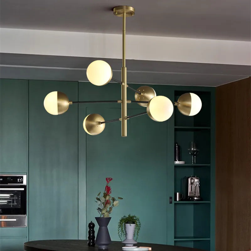 suspension lumineuse moderne sphères translucides or blanc scandinave led 10 têtes 12 têtes