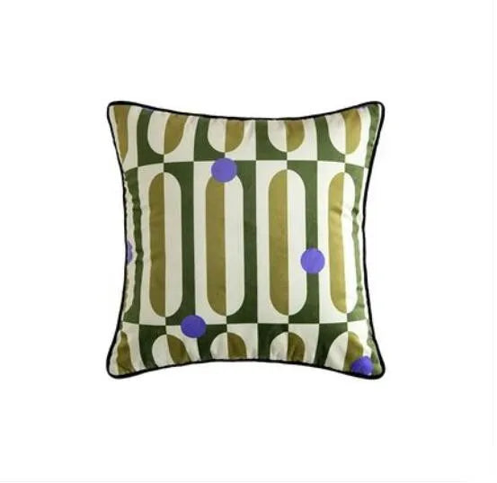 coussins décoratifs serviettes tables motifs géométriques végétaux classiques vert blanc casa