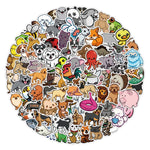 autocollants animaux cartoon mignons stickers variés opaques adhésifs 100 pièces