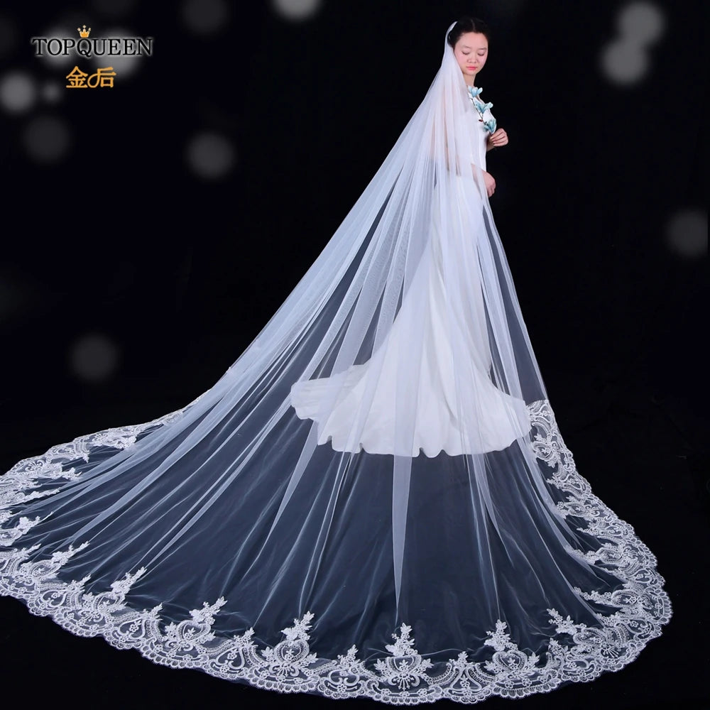 voile mariée blanc broderie florale dentelle cathédrale soirée classique