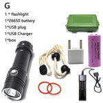 torche led rechargeable plongee camping 10w 6000lm 80m etanche noire