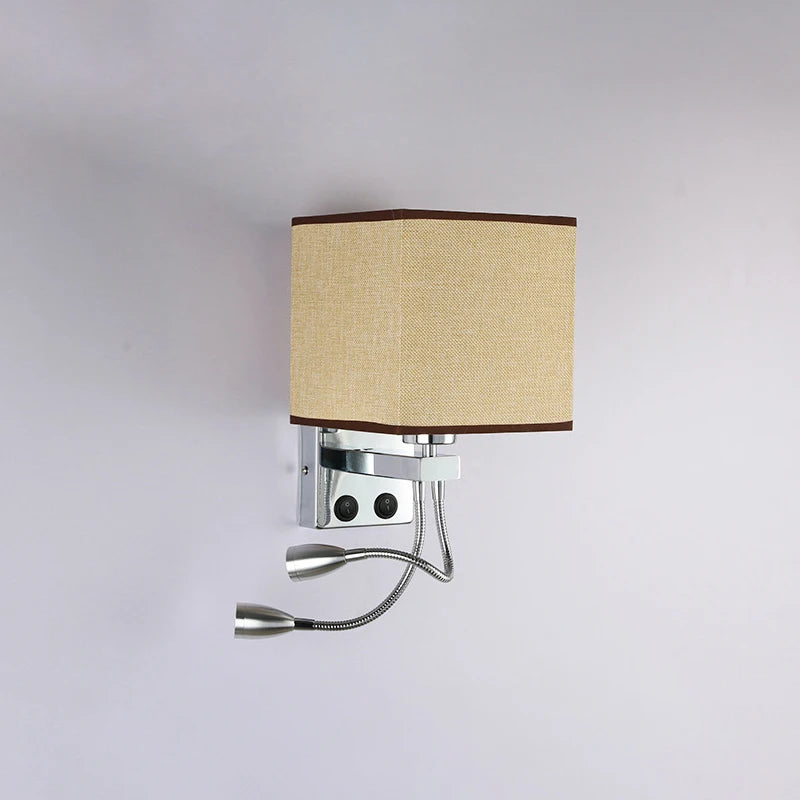 lampe murale moderne beige chrome toile lin interrupteur spot e27 cuisine chambre coucher entrée