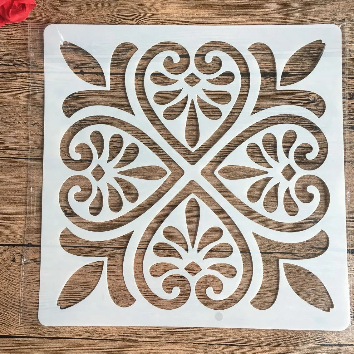 Stencil transparent floral laser cut artisanal 30x30cm peinture décoration scrapbooking