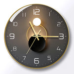 horloge murale moderne abstraite noir doré salon chambre coucher 12 14 16 pouces