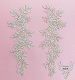 applique textile dentelle florale rose clair brodée opalique fine 14x35cm echangetable
