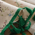 nappe ronde fleuriale tissage pompons table dextérieur mariage rustic champêtre