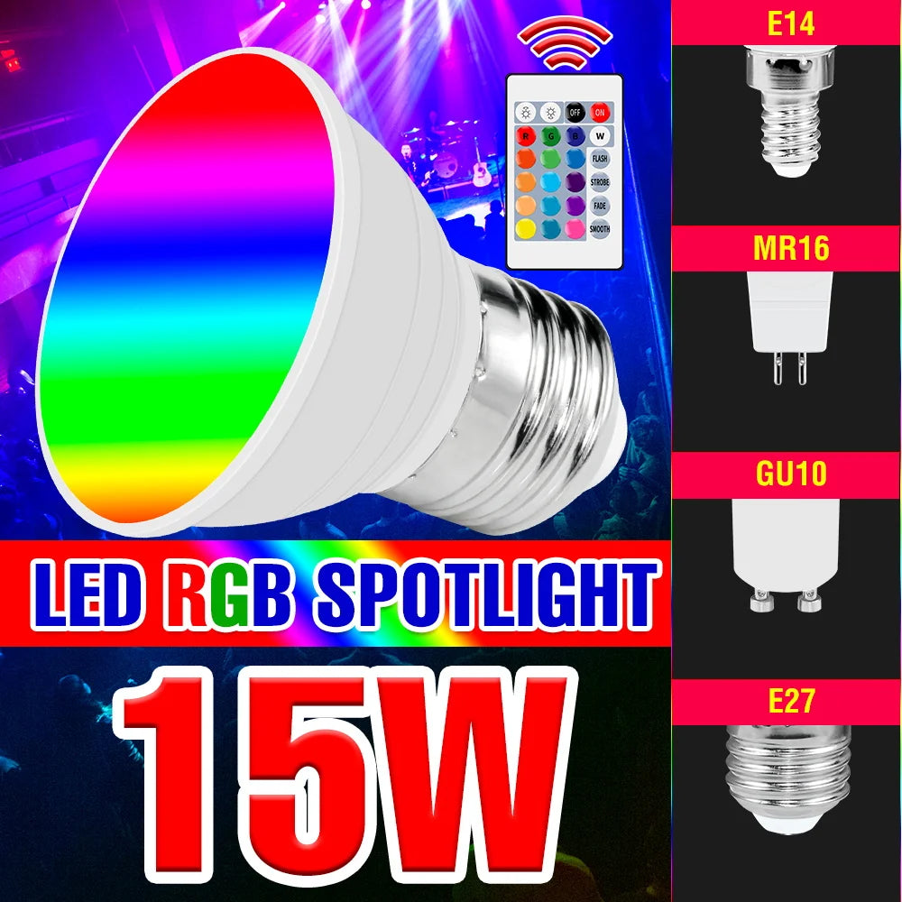 Ampoule LED RGB E14 spot rayures colorées moderne blanc opacité 50000h durée vie