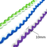 ruban franges rayures ondulées 100% polyester rouge vert bleu violet yards texturé bricolage couture