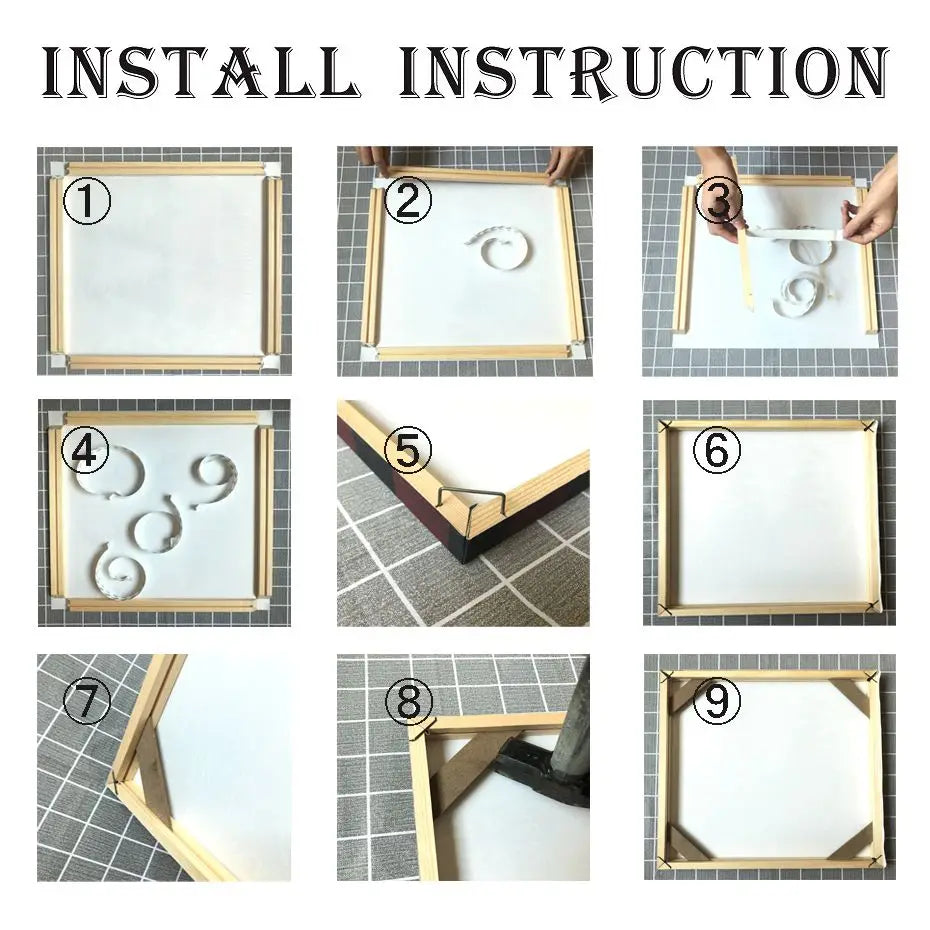 cadre bois moderne tableau toile diy adhésif pushpins minimaliste fixations