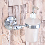 ensemble accessoires salle bain chrome blanc porte savon distributeur brosse wc tasse motif