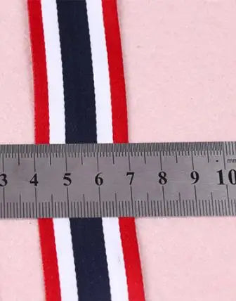 ruban polyester largeur 3cm rouge blanc bleu marine motif rayures classique double face