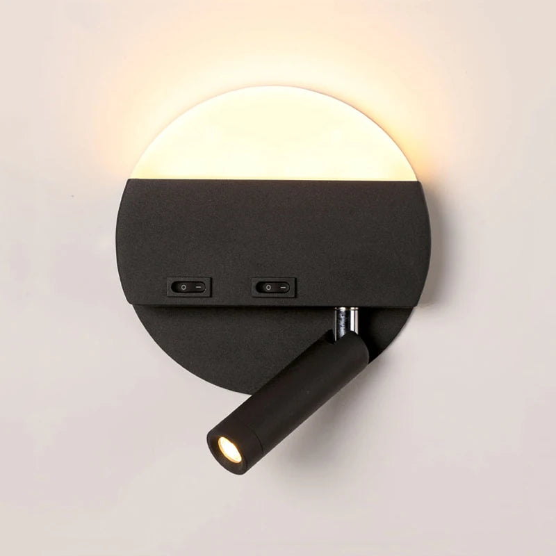lampe murale moderne LED noir blanc interrupteurs éclairage quotidien chambre cuisine salle manger entrée
