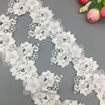dentelle florale 3d polyester coton mariage chapeau robe blanche rose romantique