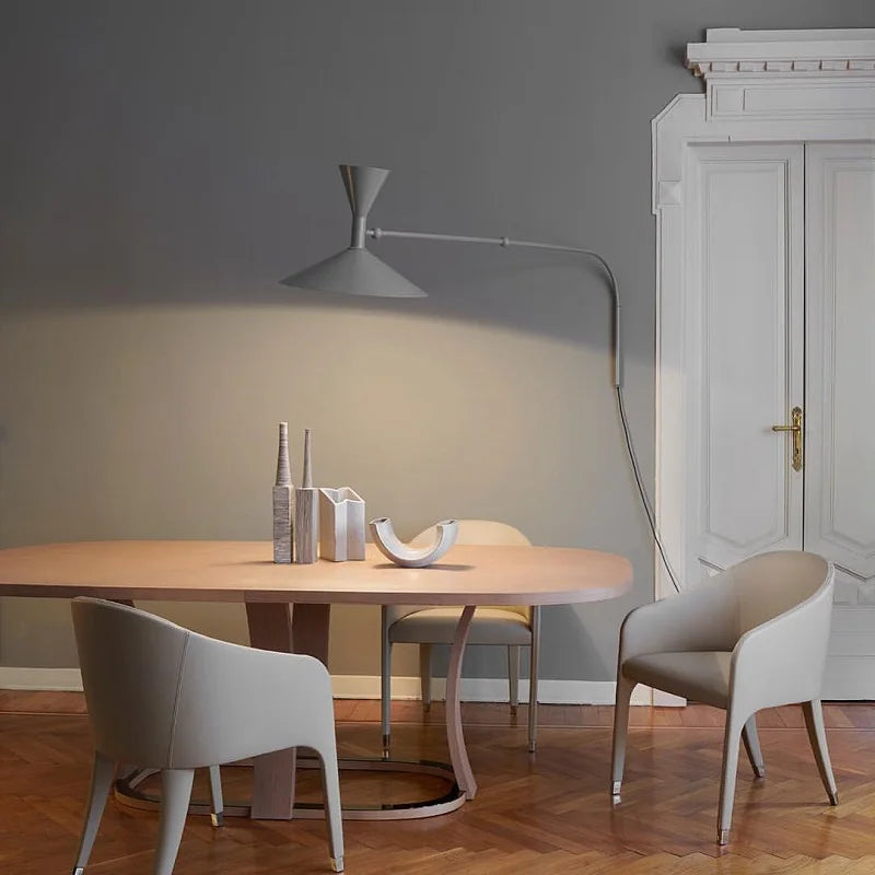 lampe murale bras articulé mid century gris blanc noir