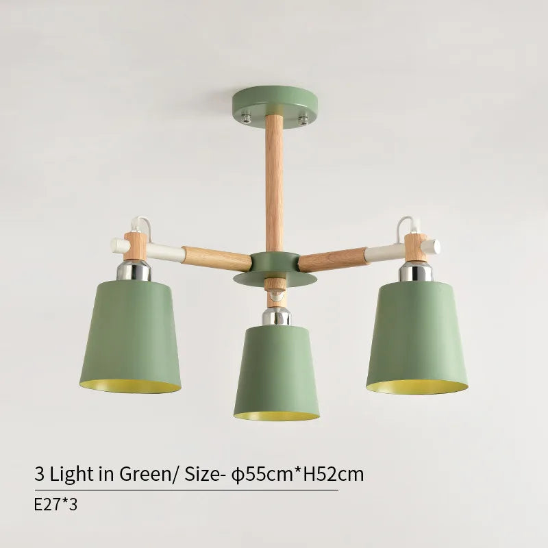 lampe suspendue moderne vert gris conique bois led encastrée