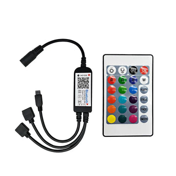 contrôleur bande led sans fil bluetooth 24 touches télécommande application réglage luminosité noir moderne
