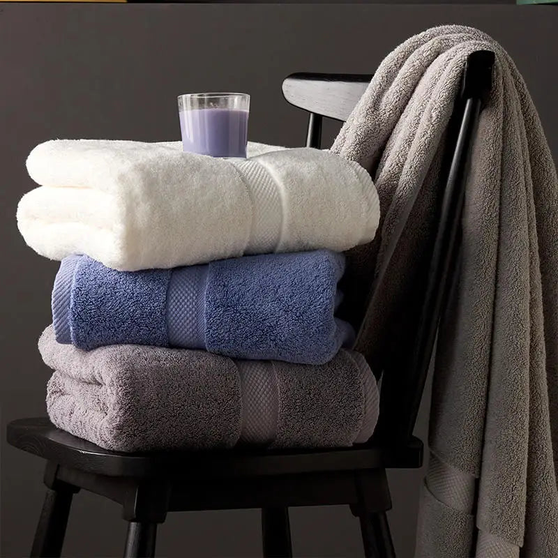 serviettes bain coton égyptien blanc gris bleu absorption rapide séchage rapide lavage machine texture