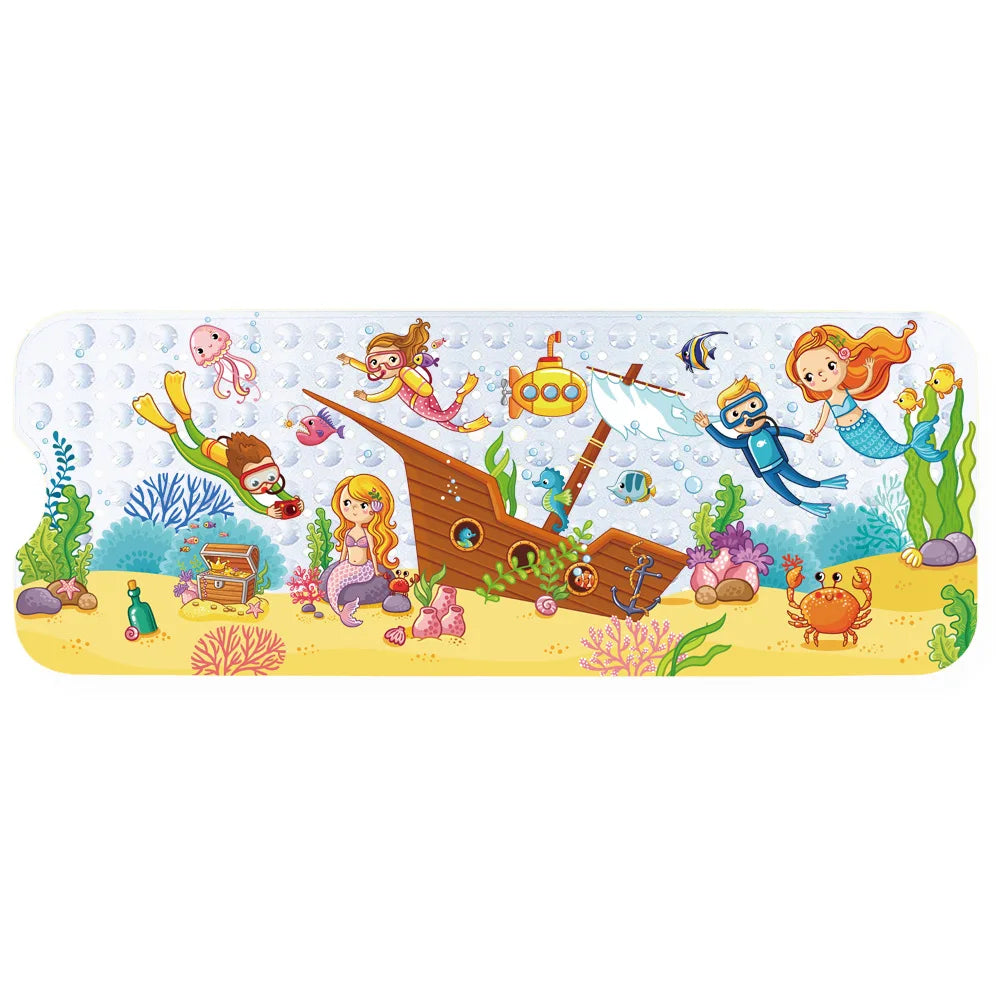 tapis bain pvc thème marin poissons coraux géométrique antidérapant moderne enfantin suction salle bain