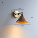 lampe murale industrielle moderne or marron foncé conique réglable bois ampoule led fixée sans