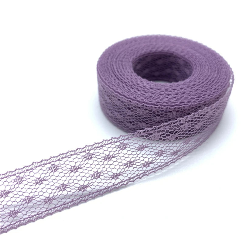 ruban dentelle brodée polyester organza largeur 15mm yards couleurs multiples motifs carrés légèrement transparent