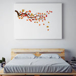 sticker mural feuilles d'érable automne rouge orange naturel adhésif intérieur 105cm 55cm moderne décoration