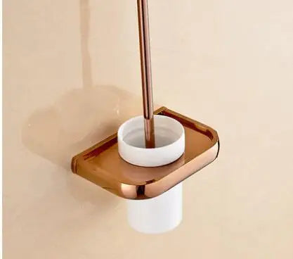 ensemble porte serviettes moderne rose doré salle bain fixations murales lisses opaques