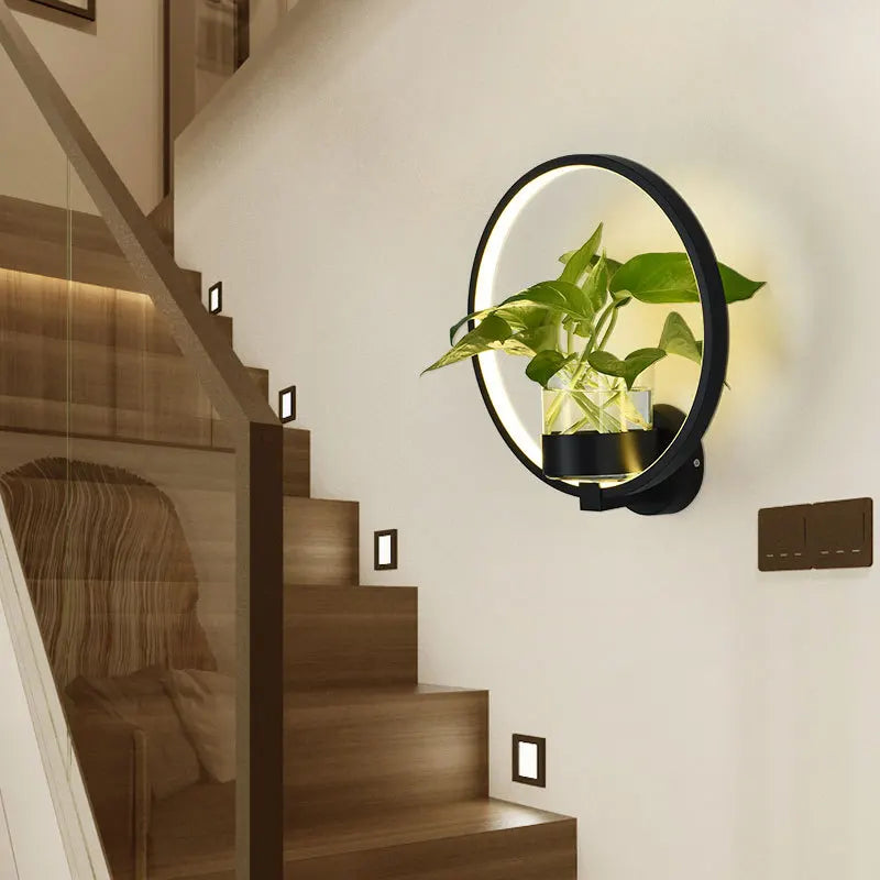 applique murale moderne minimaliste plante feuilles vertes nordique chambre cuisine entrée salle manger