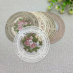 serviettes table vintage broderie florale dentelle beige rose clair environnementales moderne 12cm