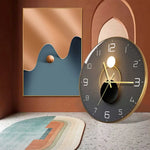 horloge murale moderne abstraite géométrique unique verre transparent aiguille quartz or gris bleu marine