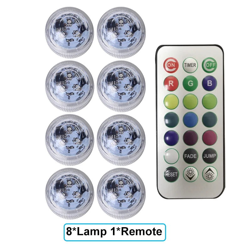 lampe led sousmarine transparente moderne étanche 13couleurs aquarium vase piscine événements
