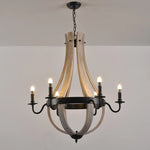 chandelier rustique bois marron vieilli 12 lumières suspension industrielle
