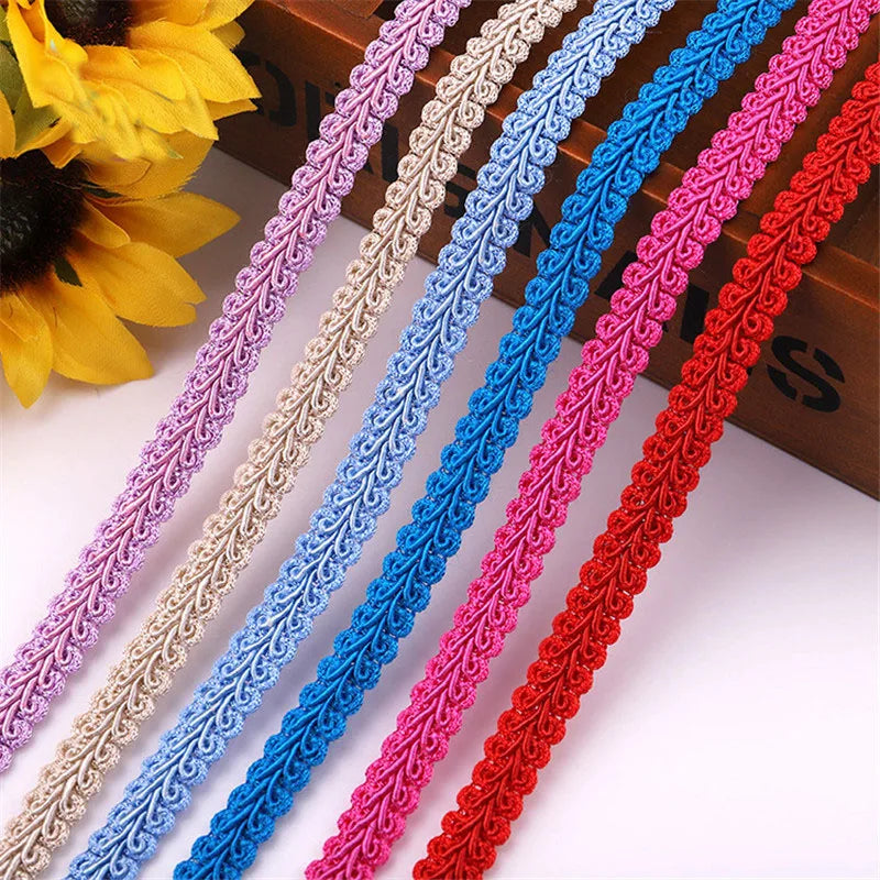 ruban decoratif dentelle violet beige bleu rose rouge orange classique 11mm polyester echangetable