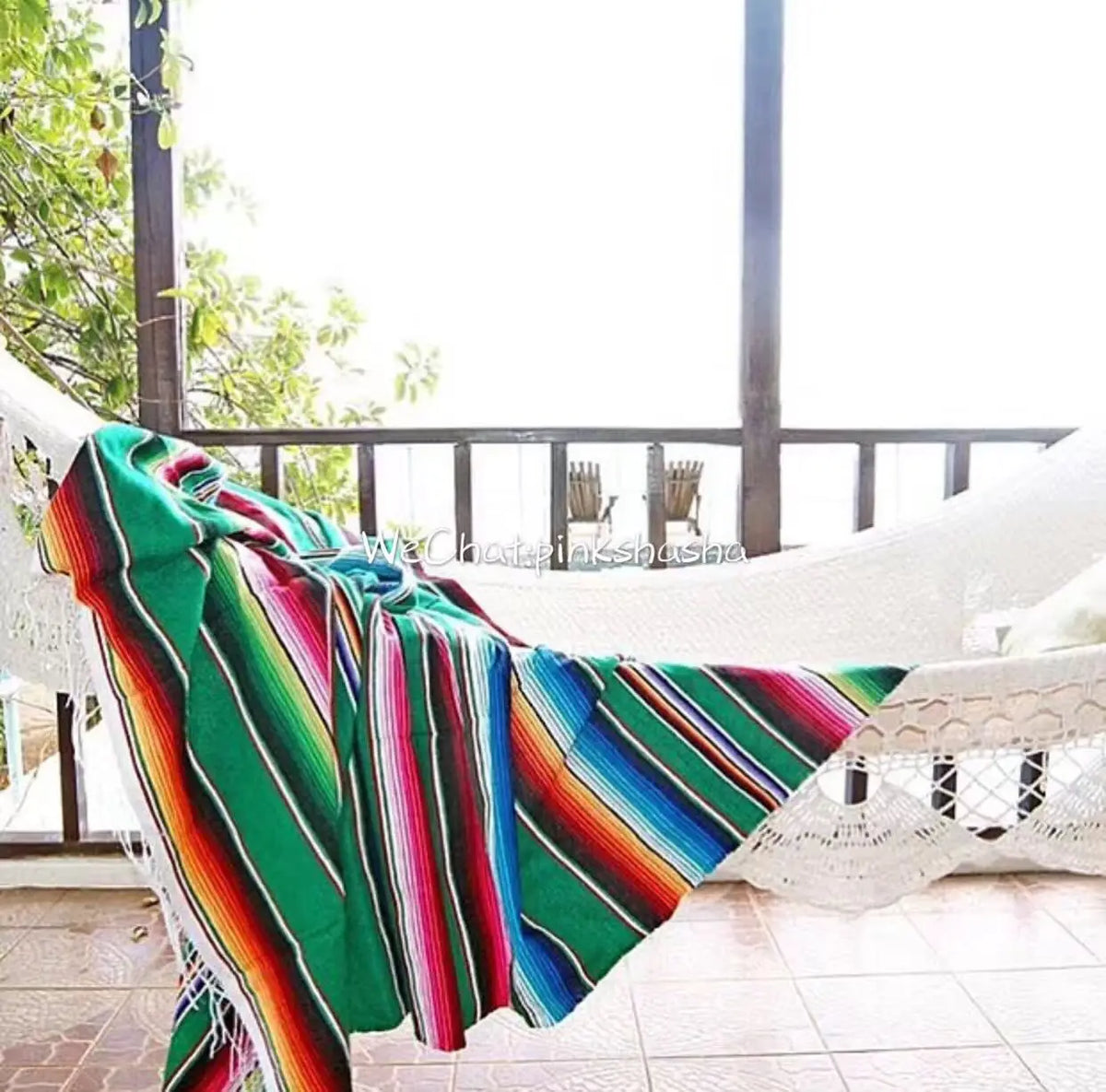 serviette plage multicolore rayures horizontales boho chic grande couverture pique nique voyage maison