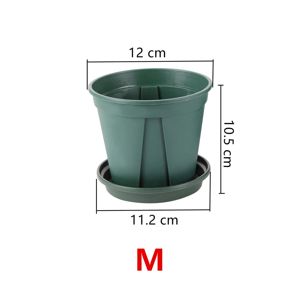pots fleurs plastique vert moderne soucoupe cannelée taille moyenne balconintérieur