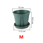 pots fleurs plastique vert moderne soucoupe cannelée taille moyenne balconintérieur