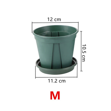 pots fleurs plastique vert moderne soucoupe cannelée taille moyenne balconintérieur